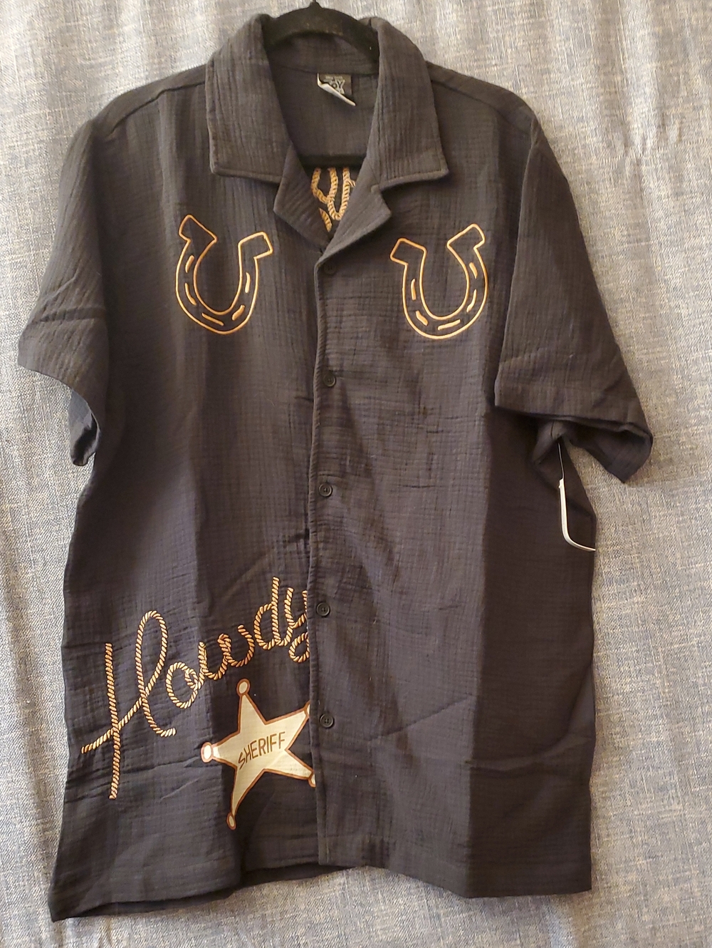 Toy Story Woody And Bullseye 'Howdy Sheriff' Embroidered Linen Shirt